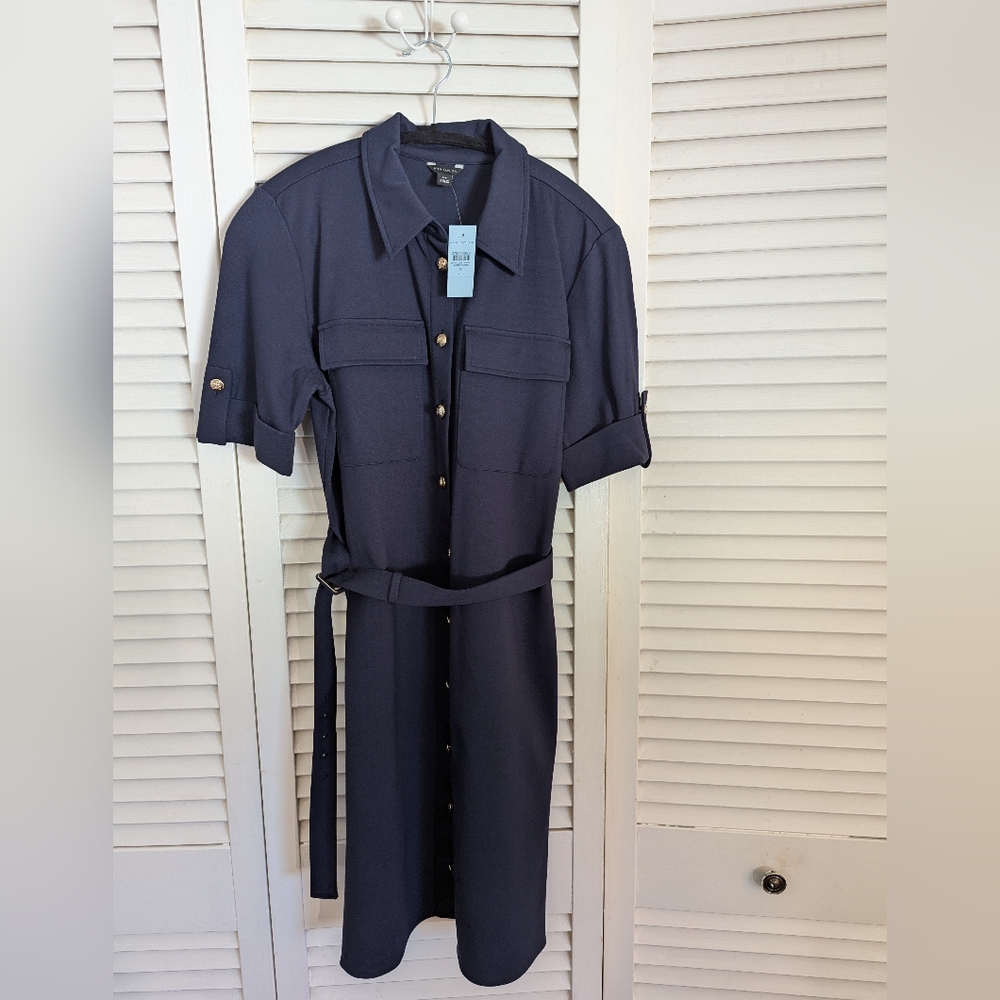 NWT Ann Taylor Navy Blue Shirt Dress